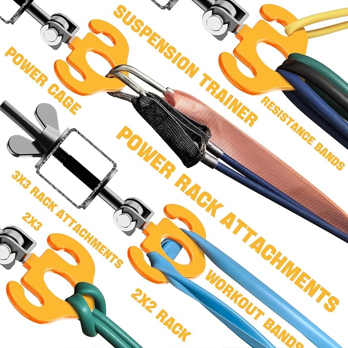 Power Rack Attachments, Hooks for Squat Rack, Resistance Band Heavy Duty, Versatile Gym Equipment Attachments, for Strength Traning, Fitness, Physical Therapy