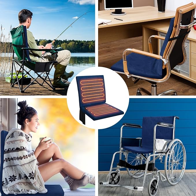 Thyle Portable Heated Seat Cushion for Bleachers Foldable Heating Cushion 3 Mode Adjustable Heated Stadium Chair Bleacher Seat for Bleachers Indoor, Power Bank Not Included