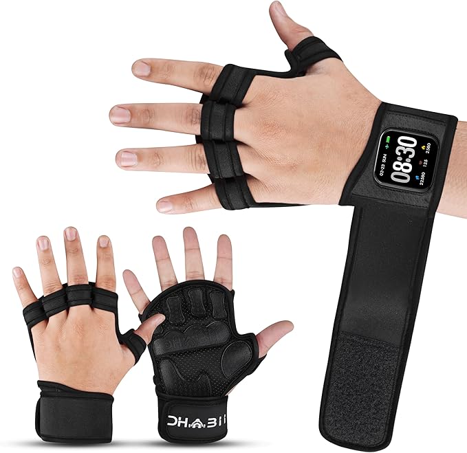 Workout Gloves for Men & Women, Smartwatch Compatible Ventilated Gym Gloves with Wrist Wrap Support, Breathable Weight Lifting Gloves for Fitness, Training & Cycling with Excellent Grip