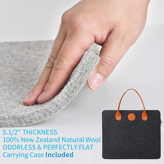 Rdutuok 17“x13.5” Wool Pressing Mat for Quilting with Carrying Case and Silicone Iron Rest pad,100% New Zealand Wool Felted Ironing Pad or Quilting Wooly Felted Iron Board for Retains Heat