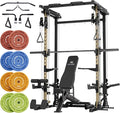 MAJOR FITNESS Drone3 Smith Machine, 2500lbs All-in-One Home Gym Power Rack with Dual Pulley System for Cable Crossover, Pull-Up Bars