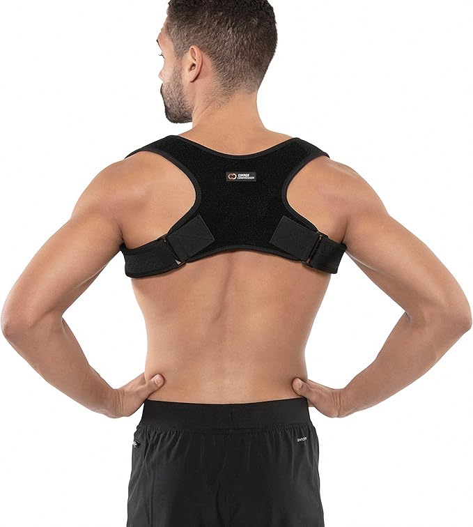 Copper Compression Posture Corrector for Men & Women - Adjustable Copper Infused Orthopedic Brace for Pain Relief from Bad Posture, Slumping - Targets Upper Back, Shoulders, Neck, Clavicle