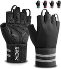 SIMARI Workout Gym Gloves for Men Women, Weight Lifting Gloves with Wrist Wrap Support, SBR Pad Grip for Full Palm Protection, for Exercise, Fitness, Dumbbells, Barbell, Climbing, Fingerless