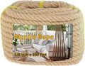 Manila Rope 5/8 Inch X 200 Ft, Hemp Rope 4 Strand Twisted, Natural Thick for Crafts Large Heavy Duty Multipurpose for Swing Bed, Camping, Tug of War, Docks, DIY Projects