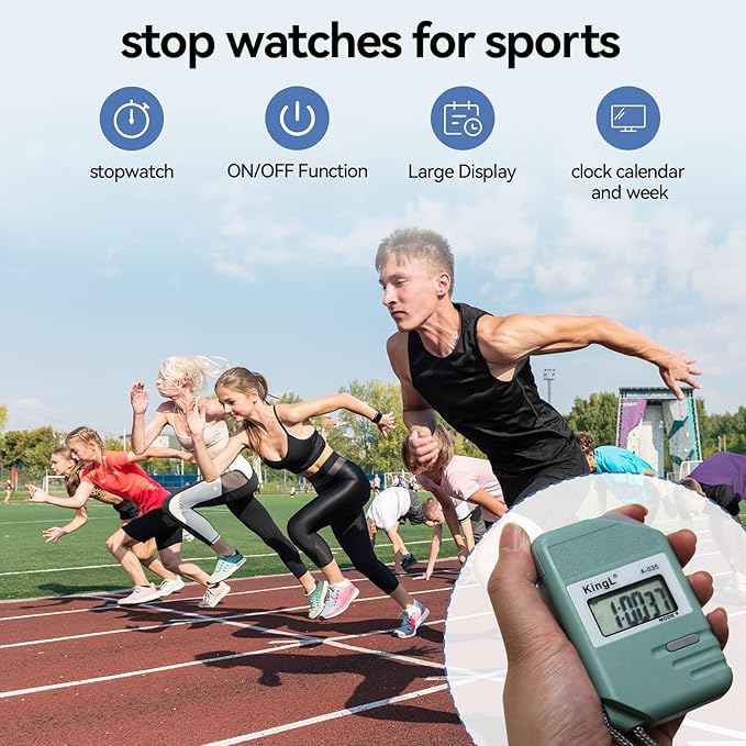2 Pack Digital Stopwatch Timer with Large Display,Lap Split Mode, Waterproof Handheld Timer for Coaches, Teachers, Kids, Running, Swimming, Training(Green -2 Pack)