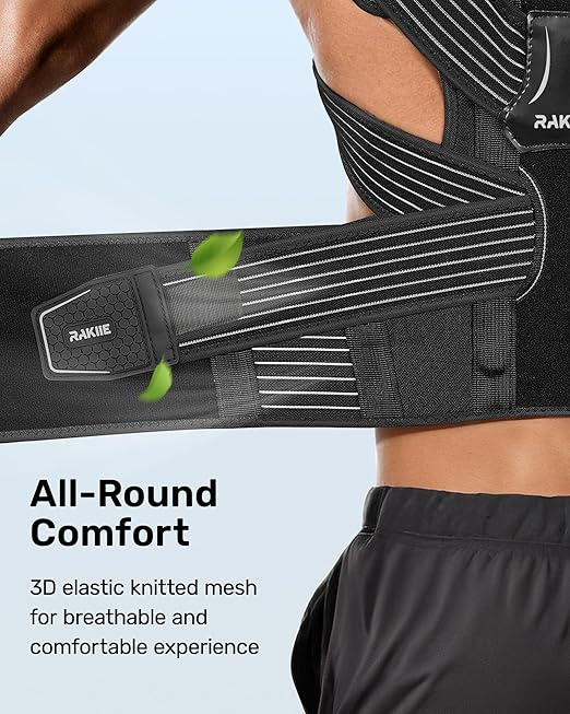 Rakiie Ergonomic Back Straightener Posture Corrector, Adjustable Non-slip Back Strap Can Wear by Self, lumbar Support for Shoulder Neck Hump Slouching Corrector, Gray Size S (Upper Waist: 29.5"-35.4")