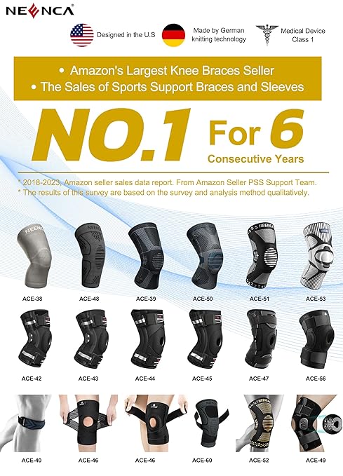 NEENCA Copper Knee Brace for Knee Pain, Knee Support with Patella Pad & Side Stabilizers, Compression Knee Sleeve for Sport, Workout, Arthritis, ACL, Joint Pain Relief, Meniscus Tear