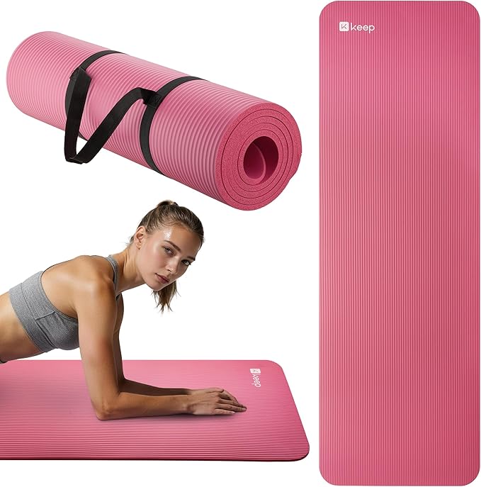 KEEP Extra Thick NBR Yoga Mat for Women & Men, 10mm Thick, 72”x24” Large Exercise Mat with Non-Slip Workout Mat for Yoga, Pilates, Stretching, Meditation – Wide & Cushioned Fitness Mat