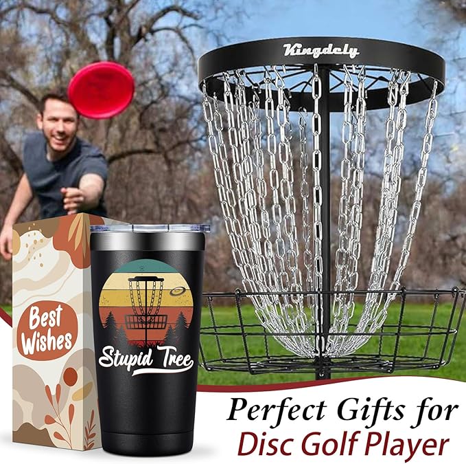 Disc Golf Gifts for Men - Christmas Birthday Gifts for Disc Golf Player - DiscGolf Tree Tumbler Cup 20 oz