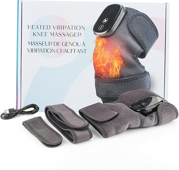 MOAJAZA Heated Knee Massager Shoulder Heating Pads Elbow Brace 3 in 1 with Vibration, Cordless Rechargeable Heating Knee Warmers Wrap for Shoulder Elbow Knee Stress Relief