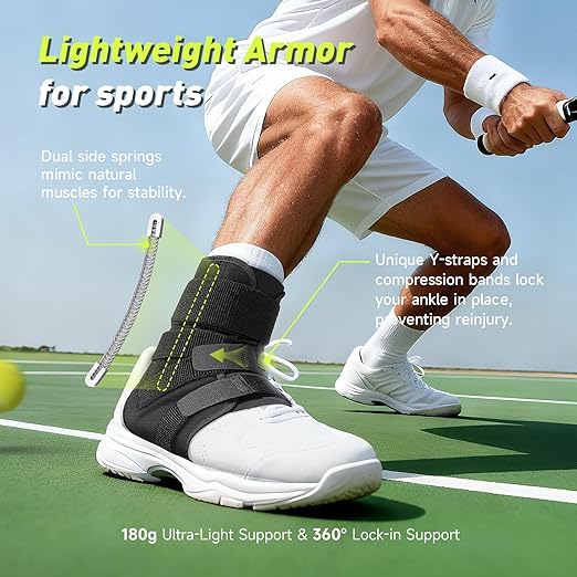 LETSHAKE Ankle Brace for Men Women, Ultralight Sprained Ankle Stabilizer for Plantar Fasciitis & Achilles Tendonitis, Adjustable & Breathable Ankle Support for Basketball, Running, Sports Injury Recovery (S/M)