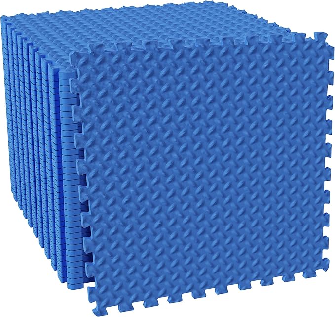 Fitvids Puzzle Exercise Gym Flooring Mat, 1/2" Thick High-Density EVA Interlocking Tiles Workout Mat for Home Gym, Fitness Equipment, MMA, Gymnastics, 36-Piece Shock-Absorbing Exercise Mat (144 Sq Ft)