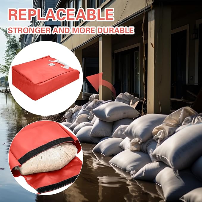 Simgoing 4 Pcs Vinyl Sand Bags for Bounce House, Bounce House Accessories Sandbag for Support & Anchor Inflatables Tents Water Slides Canopies Commercial, Holds up to 50 Lbs (Red)