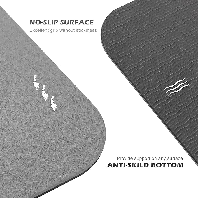 Yoga Mat Non Slip, Pilates Fitness Mats, Eco Friendly, Anti-Tear 1/4" Thick Yoga Mats for Women, Exercise Mats for Home Workout with Carrying Sling and Storage Bag