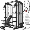 JELENS Smith Machine for Home Gym, Multi-Function M12 Power Cage with Cable Crossover System, Squat Rack with Smith Bar and More Attachment