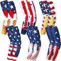 Shyyween 6 Pair Ice Cream Drip Baseball Arm Sleeve Youth Cross Sun Protection Compression Arm Sleeve American Flag Sport Gift