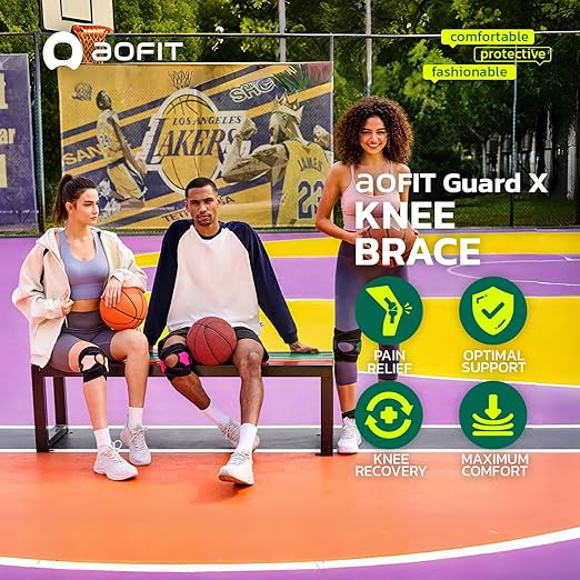 aoFIT Knee Brace for Men Women Knee Pain Meniscus Tear Arthritis Patella Dislocation Best Osteoarthritis Adjustable Compression with Memory Stabilizers for ACL MCL Breathable for Injury Recovery 4XL