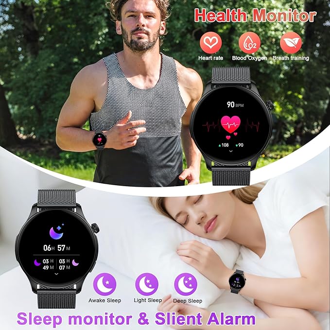 Smart Watch for Men Women Fitness Tracker: Waterproof Bluetooth Call Answer/Make Smart Watches for Android/iPhone Digital Mens Smartwatch Activity Pedometer Heart Rate SpO2 Monitor 120+ Sports Model