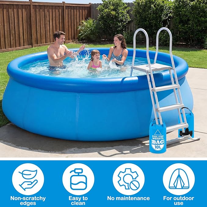 2 Pack Heavy Duty 10L/25LB Pool Ladder Weights, 500D PVC Waterproof Pool Step Sand Bags for Above Ground Swimming Pools Stair, Universal Foldable Pool Stair Weight with Handles