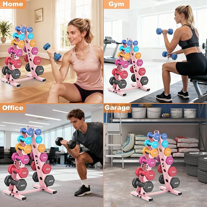TomCare 6-Tier|5-Tier|4-Tier Dumbbell Rack Stand Only, Weight Rack for Home Gym Storage Stand for Weights Metal A-Frame Strength Training Dumbbell Holder with Handle (Dumbells not Included)