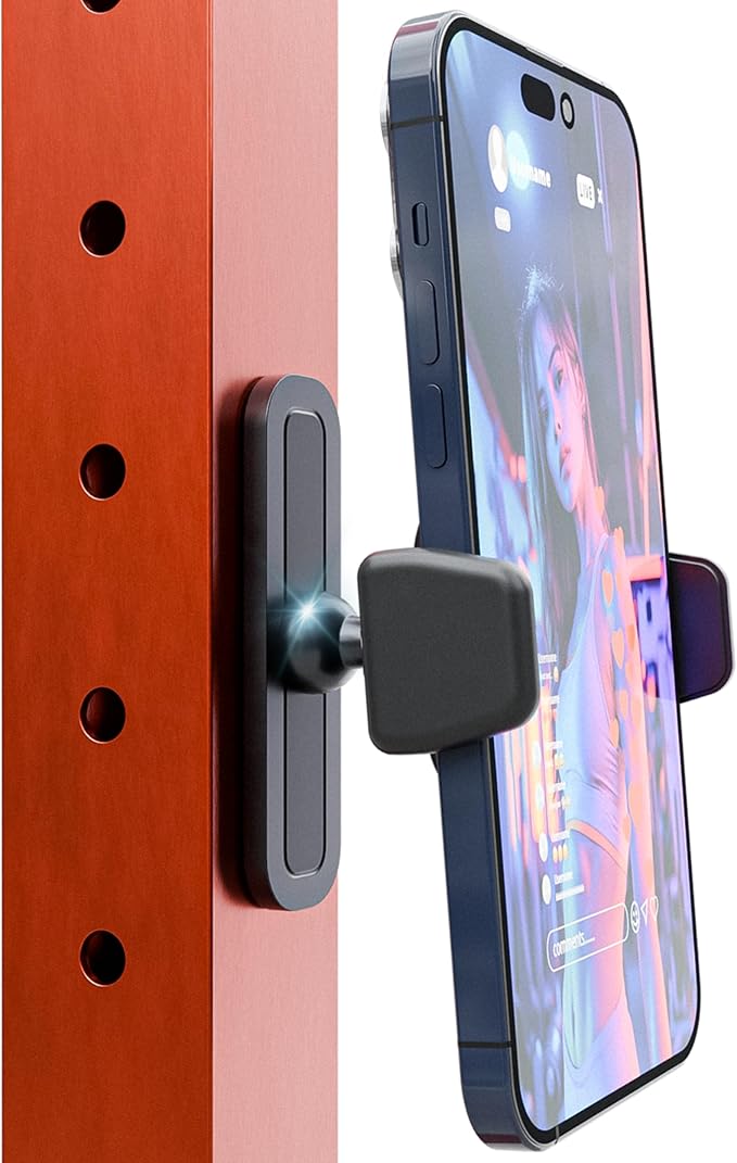 BLAUBECK Magnetic Phone Holder for Gym – Essential Gym Rats Stuff – Magnetic Tripod for iPhone and Magnet Phone Mount– Home Workout Accessories and Gear