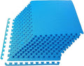 BalanceFrom Puzzle Exercise Mat 1/2' Thick, EVA Interlocking Foam Floor Tiles for Home Gym, Mat for Home Workout Equipment, Floor Padding for Kids, Blue, 24 in x 24 in x 1/2 in, 48 Sq Ft - 12 Tiles