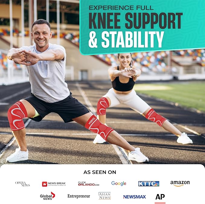 Modvel Compression Knee Brace for Women & Men - 2 Pack Knee Brace for Women Running Knee Pain, Knee Support Sleeve, Workout Sports Braces for Meniscus Tear ACL & Arthritis Pain Relief Orange X-Small