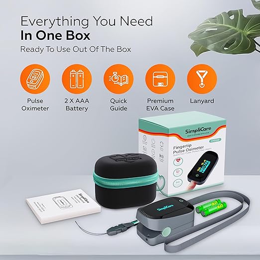 Fingertip Pulse Oximeter, Blood Oxygen Monitor SpO2 O2 Sensor & Heart Rate Monitor, Pulse Ox with PI & Plethysmograph, Color OLED Display 4-Way Rotation, 40H Battery, EVA Case (C101A2)