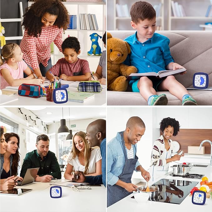 Secura 60-Minute Visual Timer, Silent Study Timer for Kids and Adults, Time Clocks, Time Management Countdown Timer for Teaching (Navy Blue & Navy Blue)