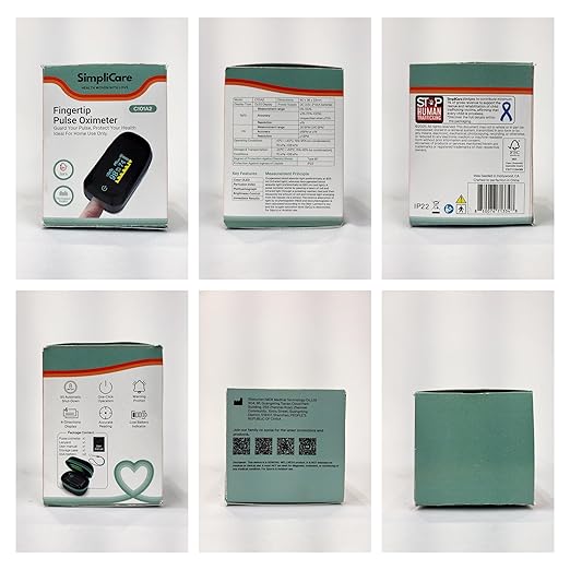 Fingertip Pulse Oximeter, Blood Oxygen Monitor SpO2 O2 Sensor & Heart Rate Monitor, Pulse Ox with PI & Plethysmograph, Color OLED Display 4-Way Rotation, 40H Battery, EVA Case (C101A2)