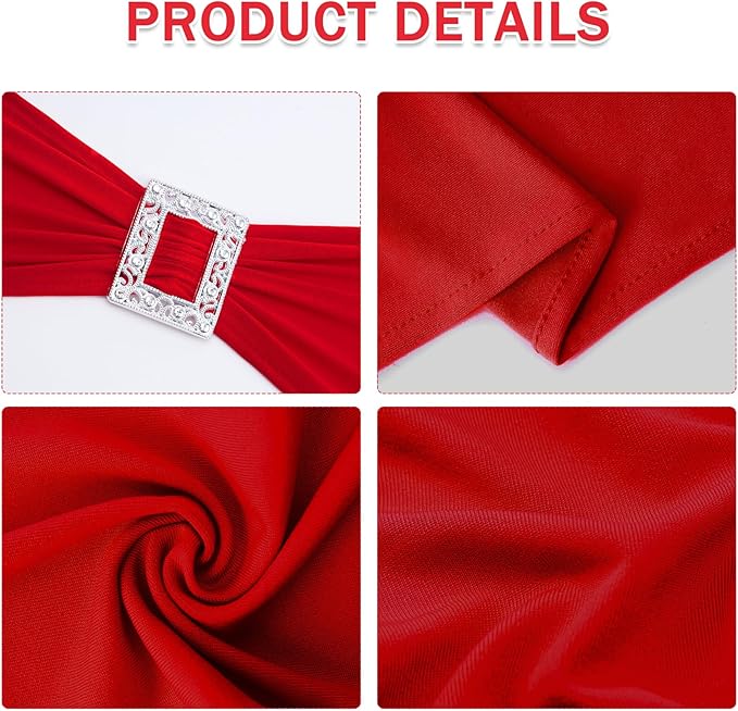 Joccun 30 PCS Spandex Chair Sashes Bows Stretch Chair Cover Band with Buckle Slider Universal Elastic Chair Ties for Wedding Banquet Party Event Decoration (Ruby)