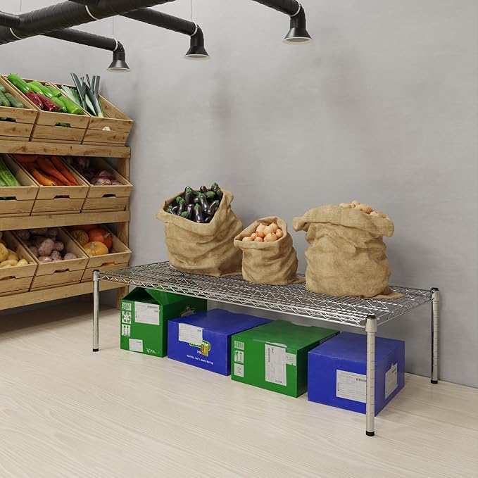 24''W x 54''L x 14''H Chrome Plated Wire Dunnage Rack | Off The Floor Storage