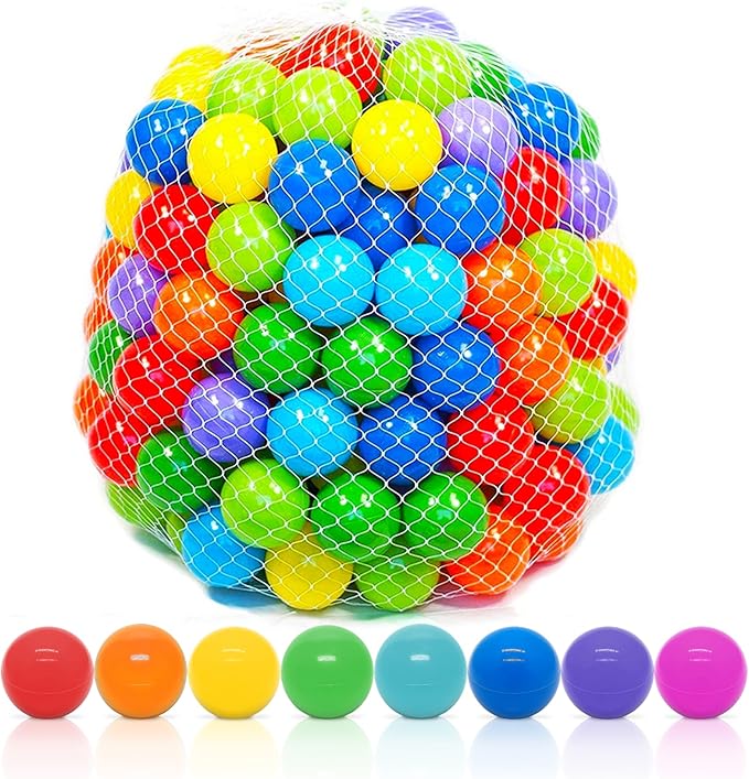 Playz Soft Plastic Mini Ball Pit Balls 50 Count - w/ 8 Vibrant Colors - Crush Proof, No Sharp Edges, Non Toxic, Phthalate & BPA Free for Baby Toddler Ball Pit, Play Tents & Tunnels Indoor & Outdoor