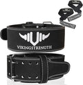 Vikingstrength Premium Weight Lifting Belt with Lifting Straps, Gym Weightlifting Belt for Men and Women, perfect for Squat, Powerlifting, Crossfit and Deadlifting M-4XL + V-Strength Workout App