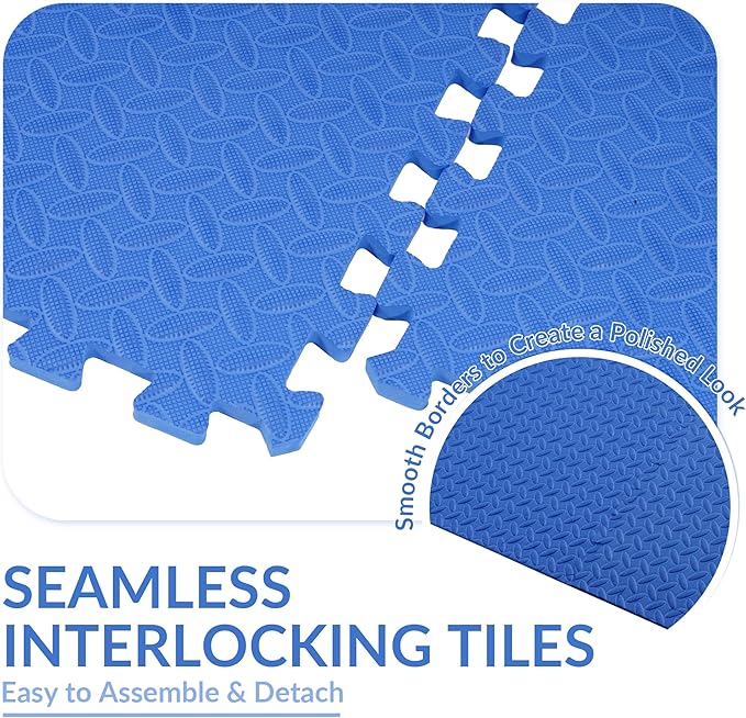 Fitvids Puzzle Exercise Gym Flooring Mat, 1" Thick High-Density EVA Interlocking Tiles Workout Mat for Home Gym, Fitness Equipment, MMA, Gymnastics, 6-Piece Shock-Absorbing Exercise Mat (24 Sq Ft)