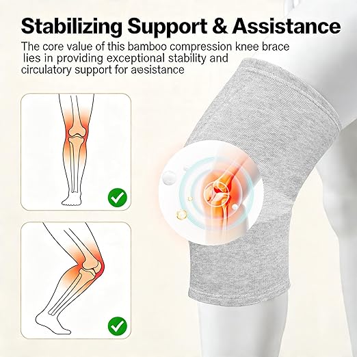 Premium Bamboo Knee Compression Sleeve, 2 Pair Slip-One Knee Support, Elastic Warm Knee Brace for Knee Pain, Joint Recovery, Sports, Daily Wear for Adults (Black+Gray, X-Large)