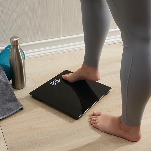 Taylor Digital Bathroom Scale - Smart Scale with Precision Hub App, 400 lb Capacity, 11" x 11" Durable Glass Platform, 0.2 lb Increments, Weight Tracking, BMI, BMR and Multilingual, Black