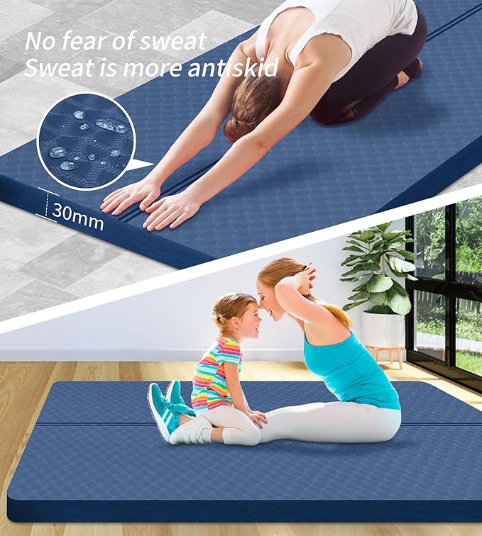 nuveti Large Exercise Mat - 15mm/20mm/30mm Thick Yoga Mat | Workout Mat for Fitness, Yoga, Pilates, Stretching & Floor Exercises for Women & Men with Free Carrying Bag