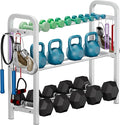 Adjustable Dumbbell Rack, Weight Storage Stand Holder for Dumbbells & Kettlebells, Heavy-Duty Home Gym Organizer with 6 Hook for Home Gym Equipment Accessories (Rack Only)