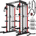 JELENS Smith Machine for Home Gym, Multi-Function M12 Power Cage with Cable Crossover System, Squat Rack with Smith Bar and More Attachment