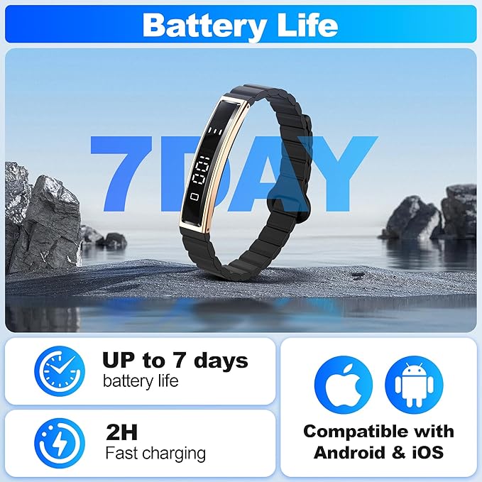 Smart Bracelet for Women, Health Activity Fitness Trackers, 24/7 Heart Rate, HRV, Blood Oxygen & Stress Monitor, 24H Sleep Tracker, Smart Wristband with 2 Bands, Free APP for iOS & Android,Black Gold