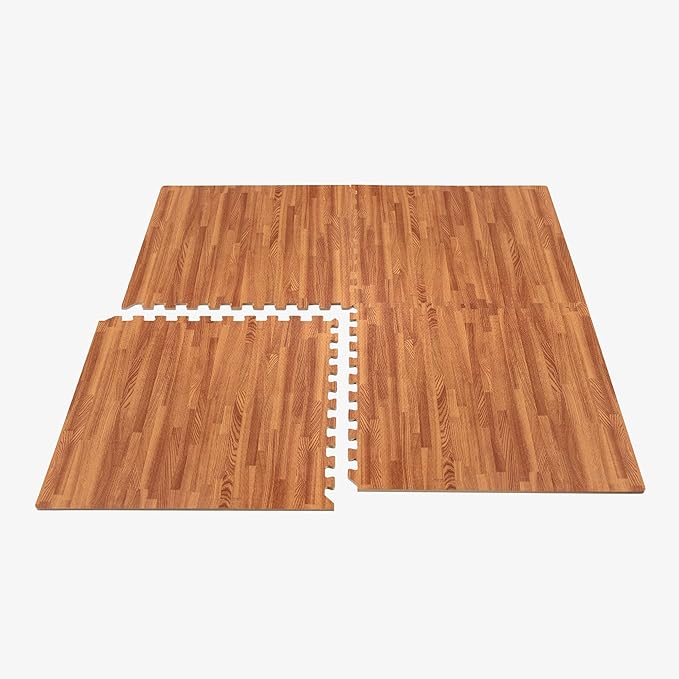 Forest Floor 3/8 Inch Thick Printed Foam Tiles, Premium Wood Grain Interlocking Foam Floor Mats, Anti-Fatigue Flooring – Stylish Flooring Solution
