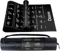 Instructional Travel Yoga Mat with 75 Poses & Exercises - Christmas Gifts for Wife and Girls, Non-slip Exercise Mat for Home Workout, Includes Carrying Bag, 68"x24"x0.25"