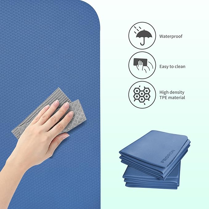 PROIRON Foldable Yoga Mat 0.24"/0.16" for Home Workout & Travel, Non Slip Travel Yoga Mats with Carry Bag, Packable Yoga Mat for Home Gym, Pilates, Fitness,Stretching