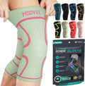 Modvel Knee Braces for Women & Men – 2 Pack Compression Sleeve Set, Knee Support Brace for Meniscus Tear, ACL & Arthritis Relief, Cream/Pink Medium