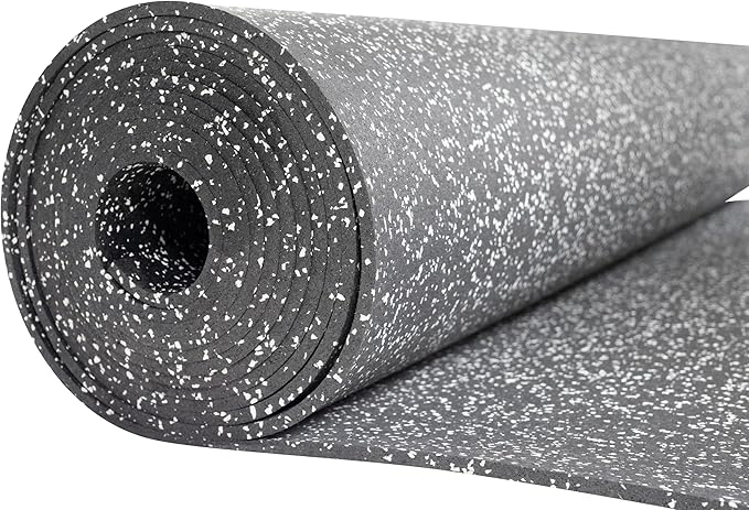 Genaflex Rubber Gym Floor Mat - 8mm Thick - Heavy Duty Commercial Protective Gym Flooring Roll (10% Grey, 4' X 6')