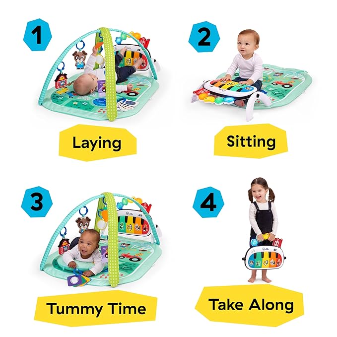 Baby Einstein Farm Explorers 4-in-1 Kickin’ Tunes Musical Meadow Music & Language Discovery Gym, Ages 0 Months and Up
