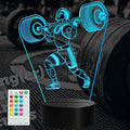 Weightlifting Night Light, Weightlifting Gifts for Boy, Gym 3D Night Light with Remote Control, 16 Colors Changing, RGB Flashing Mode and Dimmable, Gifts for Boys Christmas Decor