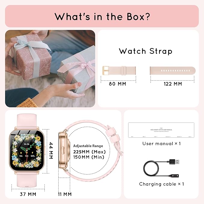 Smart Watch for Women Men, 1.85" HD 30-Day Long Battery Smartwatch, Compatible Android iOS Phones with Fitness Tracker/Heart Rate/Sleep Monitor/120+ Sports Modes IP68 Waterproof, 1000 mAh Gold