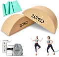 Half Moon Cork Balance Board Kit, Reversible Wobble Board Balance Trainer for Adults with 2 Blocks, 5 lb Resistance Band, Carry Bag and 4-Week Training Guide for Home Travel Office